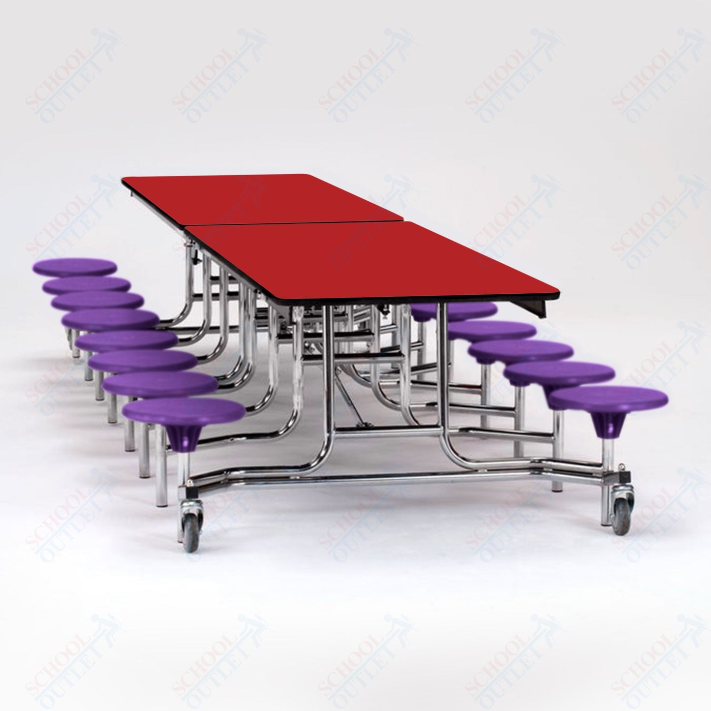 NPS Mobile Cafeteria Table - 30" W x 12' L - 16 Stools - Particleboard Core - T-Molding Edge - Black Powdercoated Frame