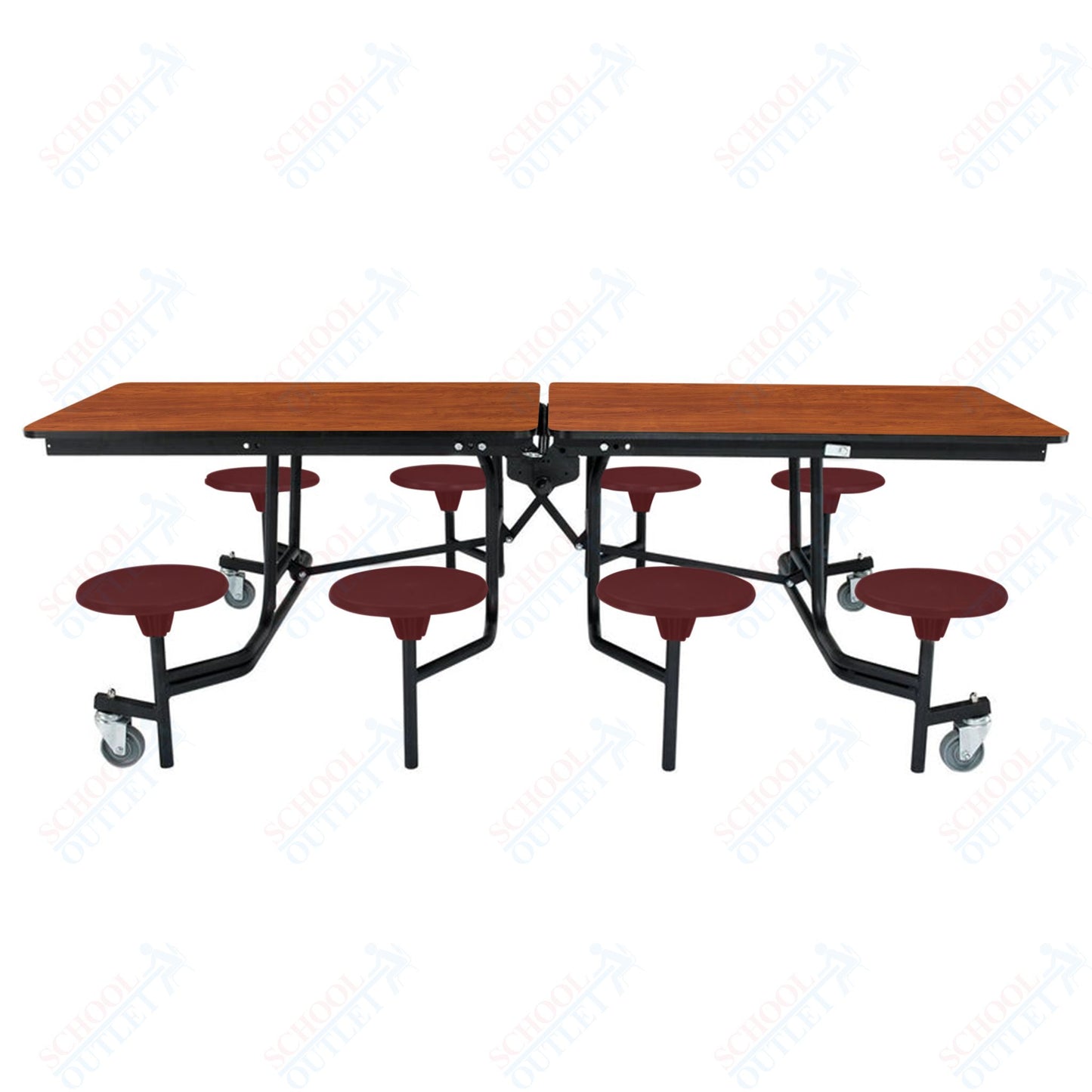 NPS Mobile Cafeteria Table - 30" W x 8' L - 8 Stools - Particleboard Core - T-Molding Edge - Chrome Frame