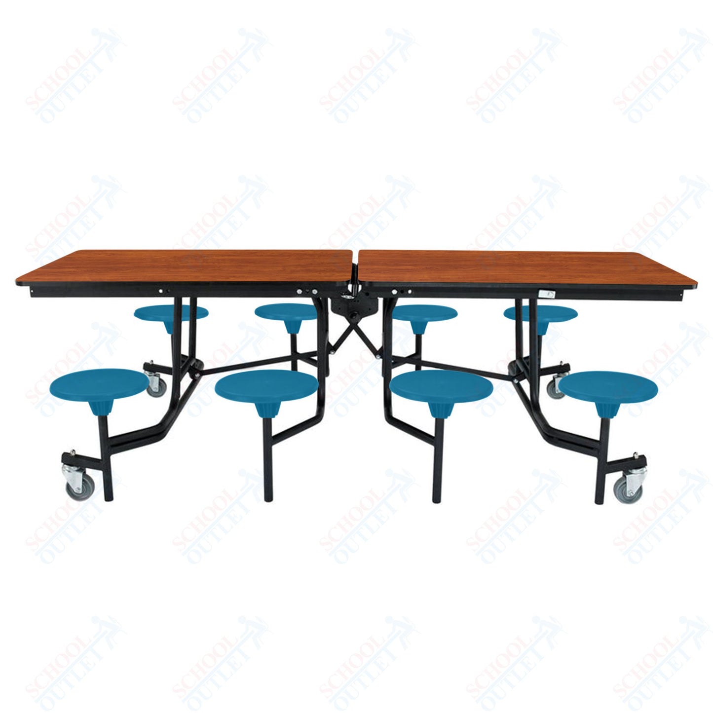 NPS Mobile Cafeteria Table - 30" W x 8' L - 8 Stools - Particleboard Core - T-Molding Edge - Chrome Frame