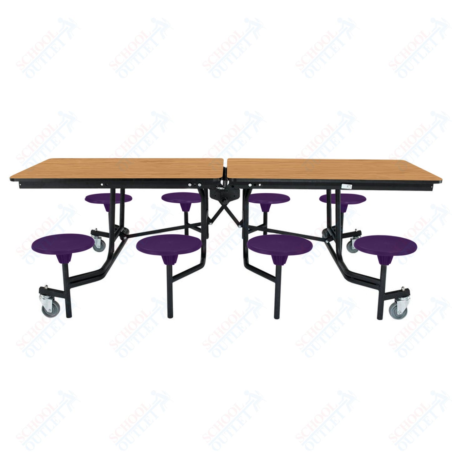 NPS Mobile Cafeteria Table - 30" W x 8' L - 8 Stools - Particleboard Core - T-Molding Edge - Chrome Frame