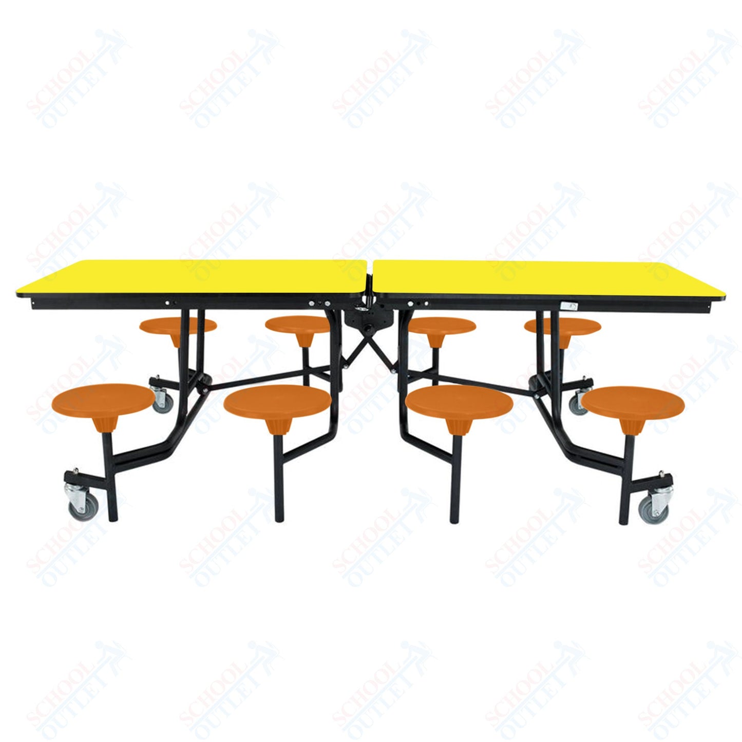 NPS Mobile Cafeteria Table - 30" W x 8' L - 8 Stools - Particleboard Core - T-Molding Edge - Chrome Frame