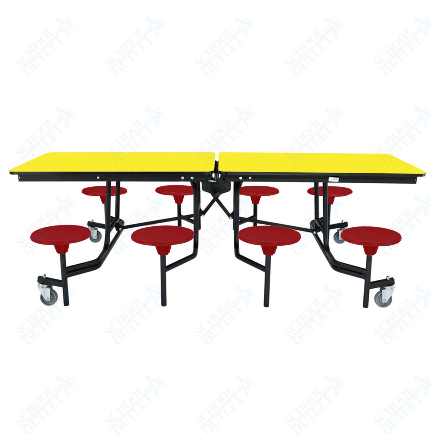 NPS Mobile Cafeteria Table - 30" W x 8' L - 8 Stools - Particleboard Core - T-Molding Edge - Chrome Frame