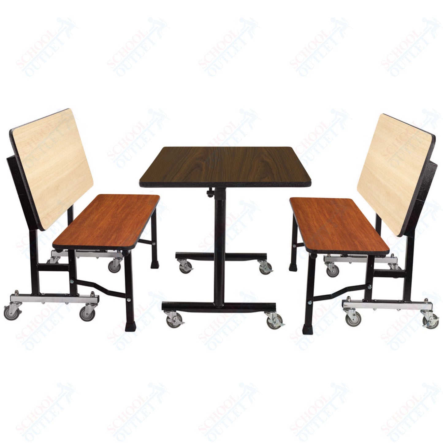 NPS ToGo Booth Set, (1) 24"x48" Table and (2) 48" Benches, MDF Core (National Public Seating NPS-TGBTH2448MDPE)