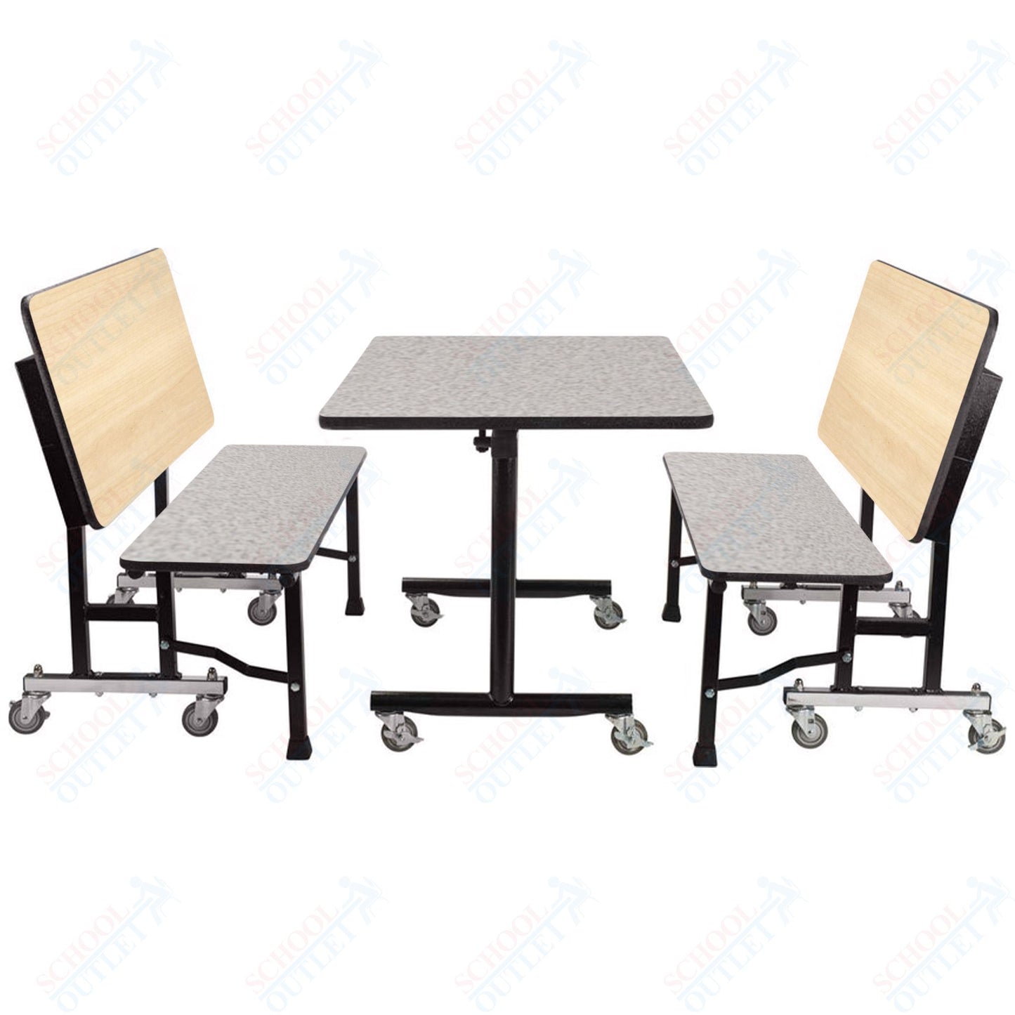 NPS ToGo Booth Set, (1) 24"x48" Table and (2) 48" Benches, MDF Core (National Public Seating NPS-TGBTH2448MDPE)