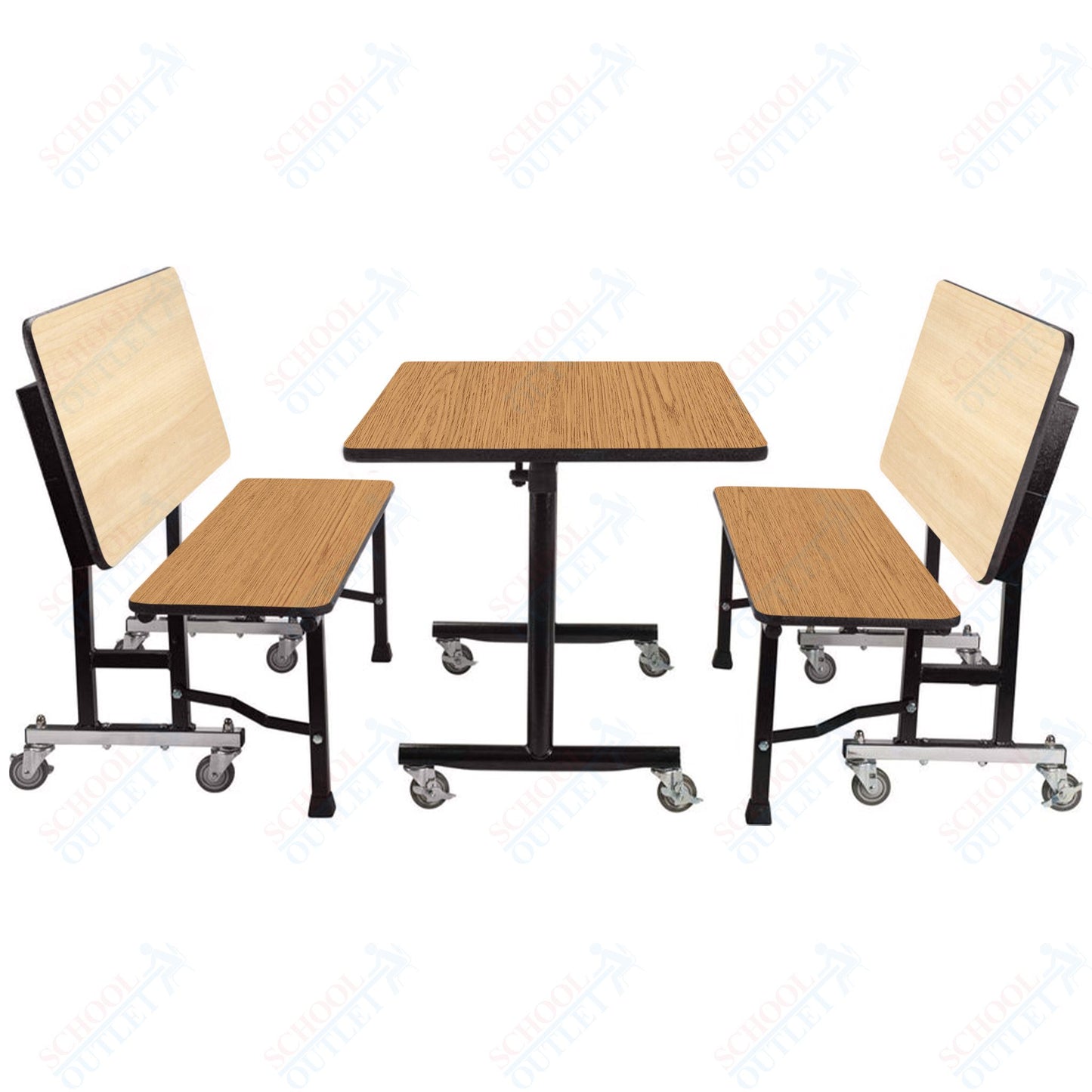 NPS ToGo Booth Set, (1) 24"x48" Table and (2) 48" Benches, MDF Core (National Public Seating NPS-TGBTH2448MDPE)