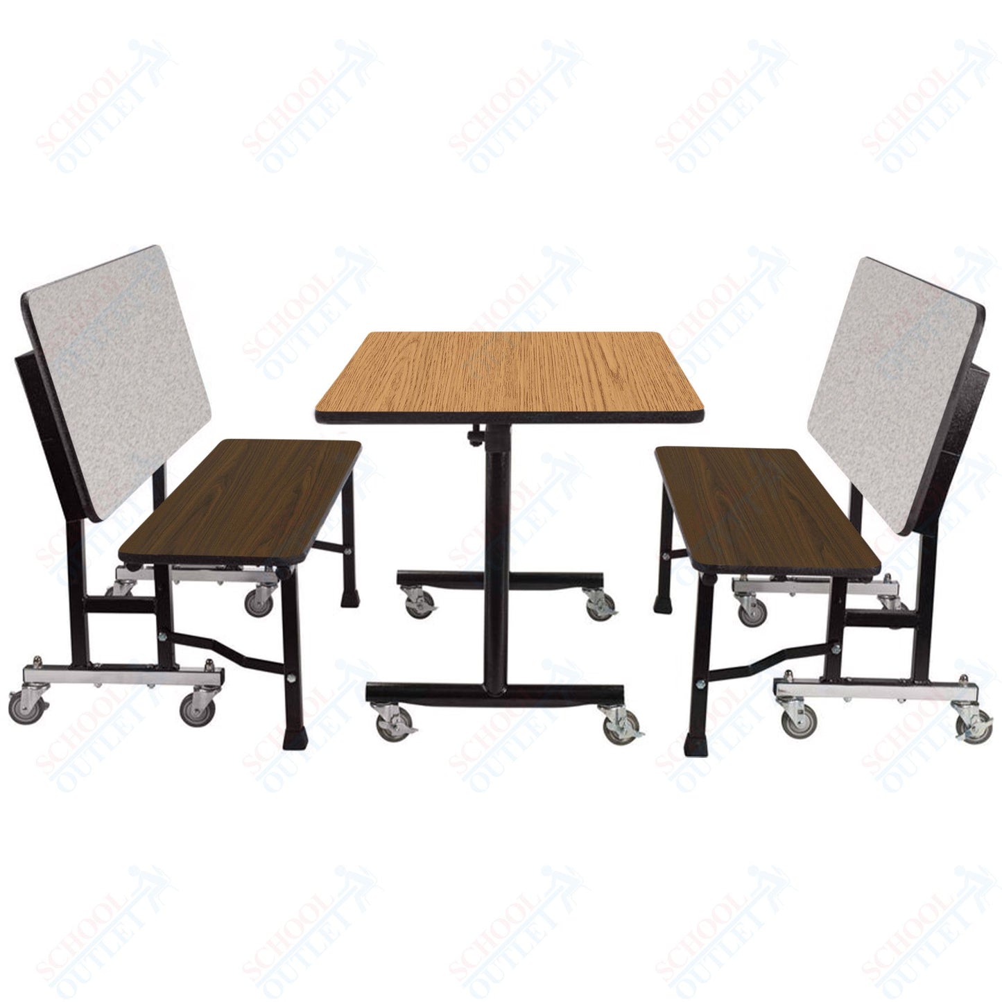 NPS ToGo Booth Set, (1) 24"x48" Table and (2) 48" Benches, MDF Core (National Public Seating NPS-TGBTH2448MDPE)