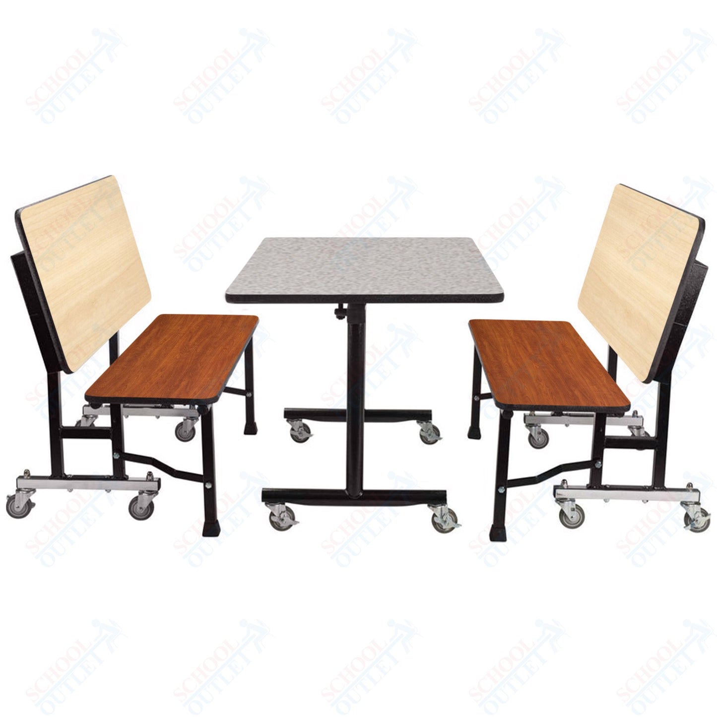 NPS ToGo Booth Set, (1) 24"x48" Table and (2) 48" Benches, Particleboard Core (National Public Seating NPS-TGBTH2448PBTM)