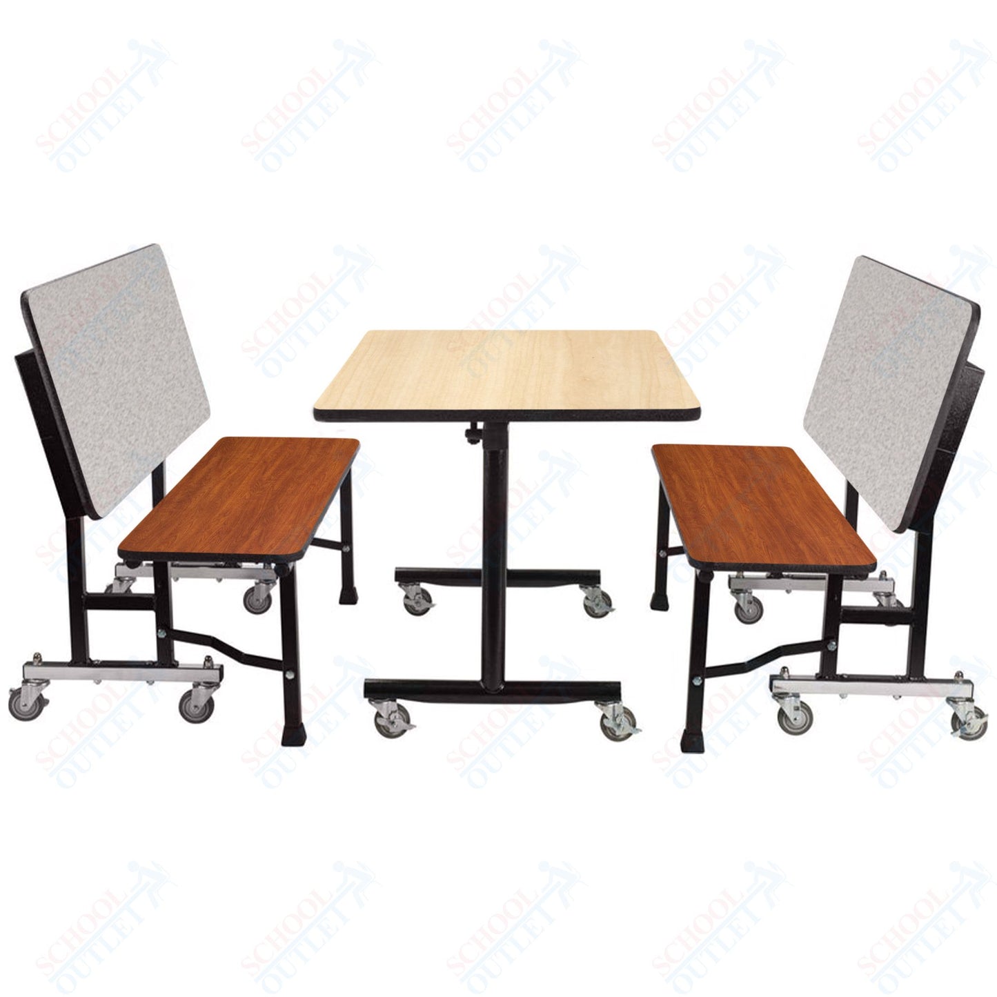 NPS ToGo Booth Set, (1) 24"x48" Table and (2) 48" Benches, Particleboard Core (National Public Seating NPS-TGBTH2448PBTM)