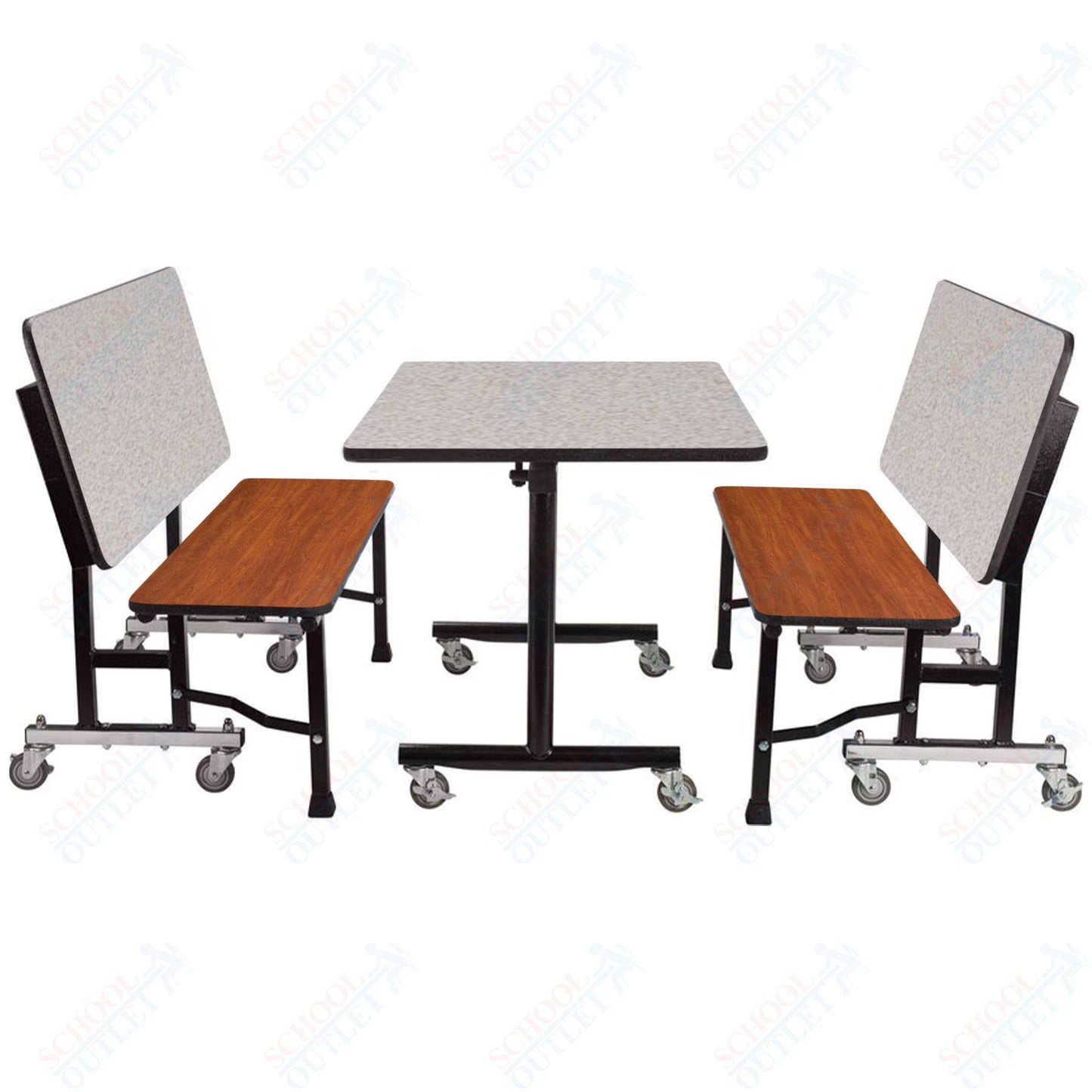 NPS ToGo Booth Set, (1) 24"x48" Table and (2) 48" Benches, Particleboard Core (National Public Seating NPS-TGBTH2448PBTM)