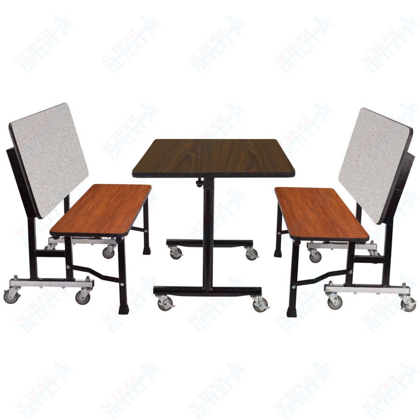 NPS ToGo Booth Set, (1) 24"x48" Table and (2) 48" Benches, Particleboard Core (National Public Seating NPS-TGBTH2448PBTM)