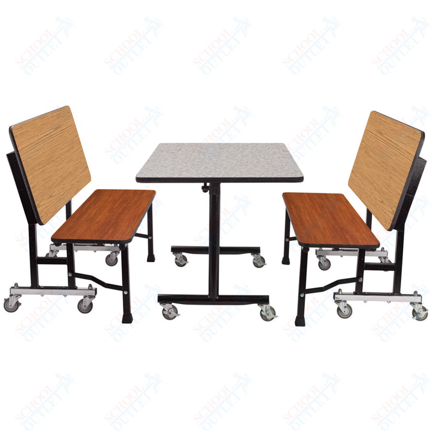 NPS ToGo Booth Set, (1) 24"x48" Table and (2) 48" Benches, Particleboard Core (National Public Seating NPS-TGBTH2448PBTM)