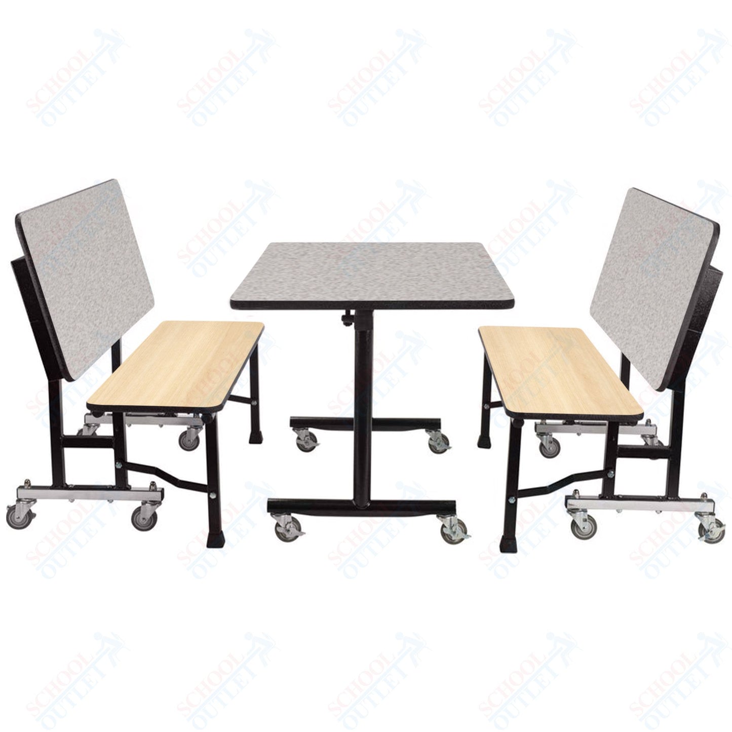 NPS ToGo Booth Set, (1) 24"x48" Table and (2) 48" Benches, Particleboard Core (National Public Seating NPS-TGBTH2448PBTM)