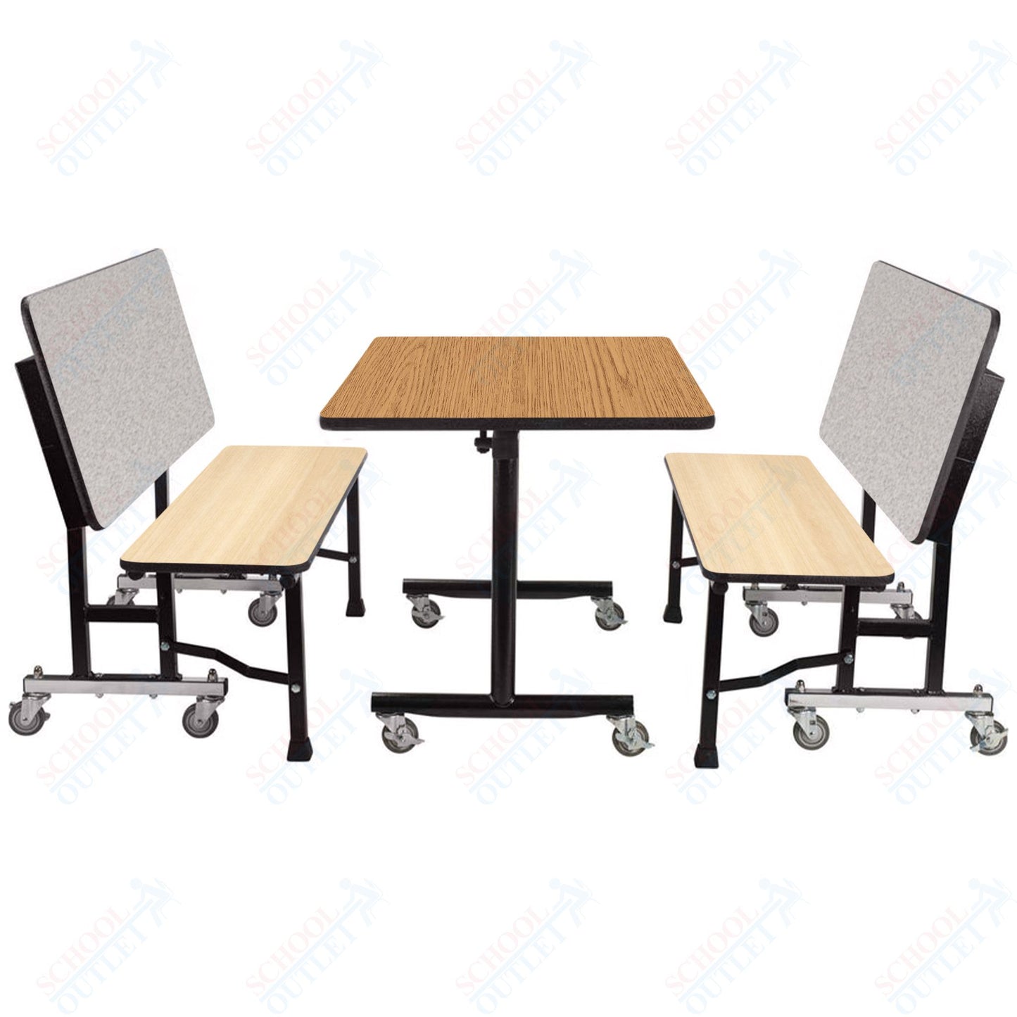 NPS ToGo Booth Set, (1) 24"x48" Table and (2) 48" Benches, Particleboard Core (National Public Seating NPS-TGBTH2448PBTM)