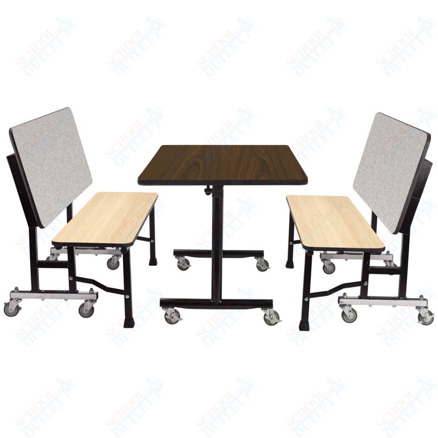 NPS ToGo Booth Set, (1) 24"x48" Table and (2) 48" Benches, Particleboard Core (National Public Seating NPS-TGBTH2448PBTM)