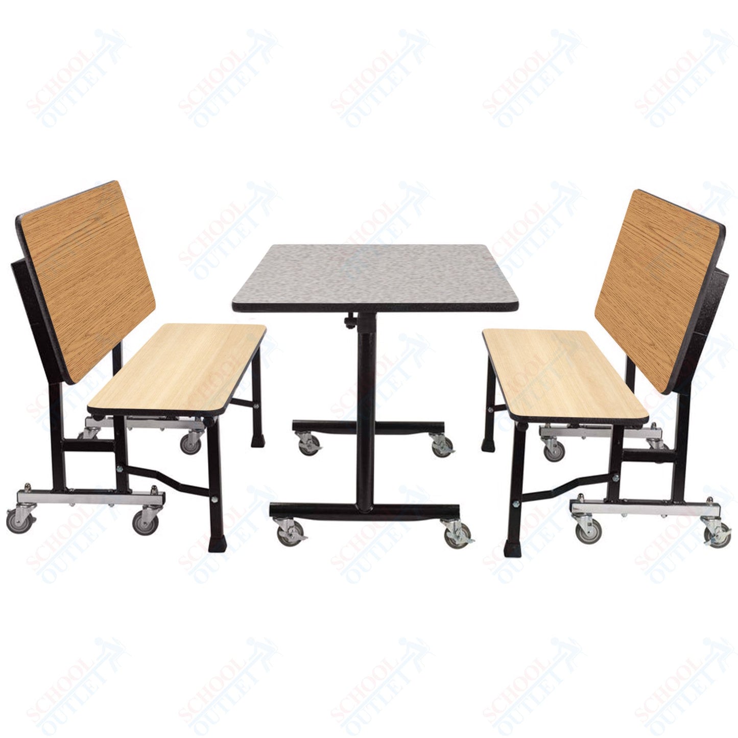 NPS ToGo Booth Set, (1) 24"x48" Table and (2) 48" Benches, Particleboard Core (National Public Seating NPS-TGBTH2448PBTM)