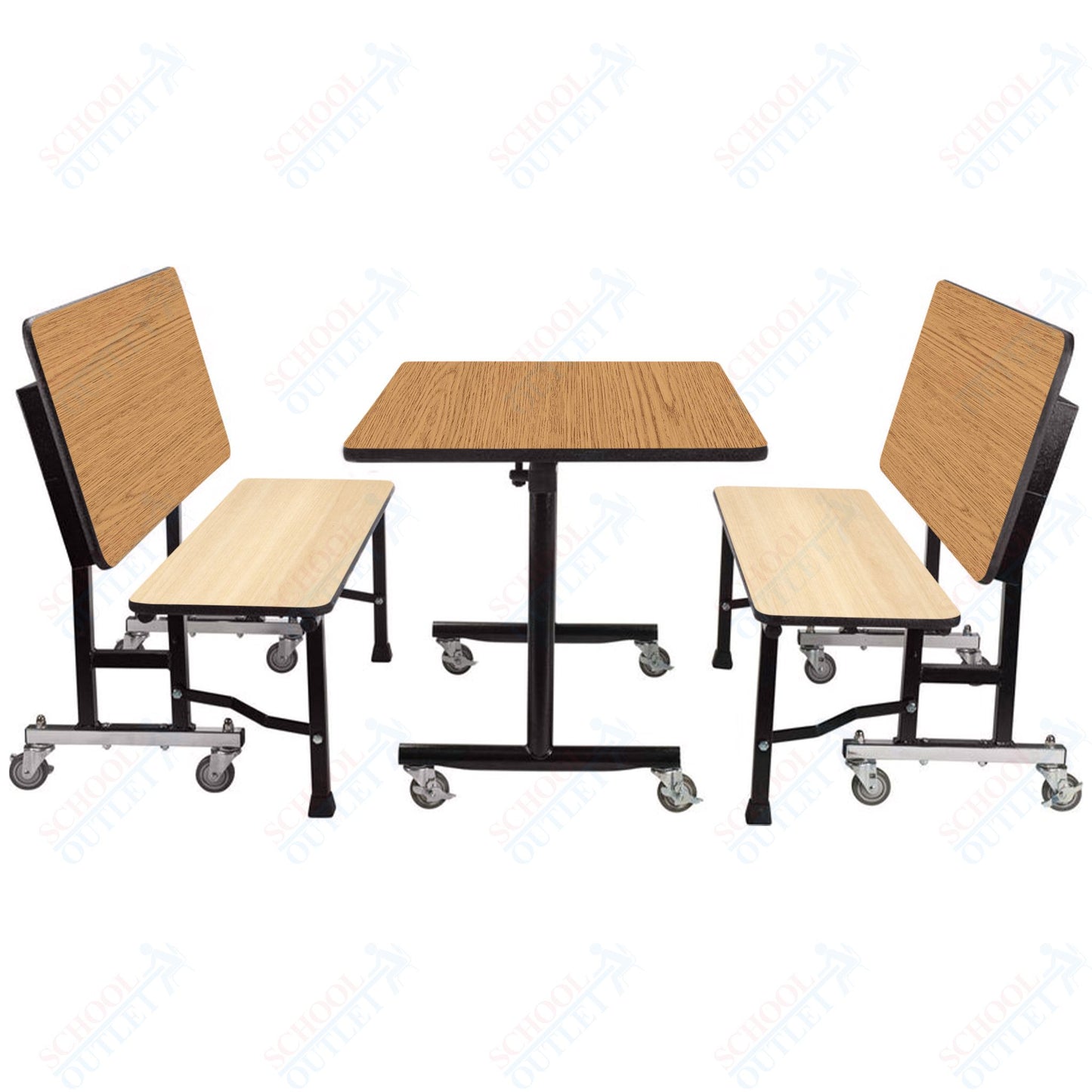 NPS ToGo Booth Set, (1) 24"x48" Table and (2) 48" Benches, Particleboard Core (National Public Seating NPS-TGBTH2448PBTM)