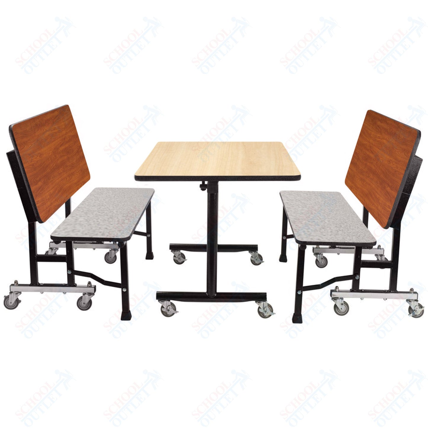 NPS ToGo Booth Set, (1) 24"x48" Table and (2) 48" Benches, Particleboard Core (National Public Seating NPS-TGBTH2448PBTM)