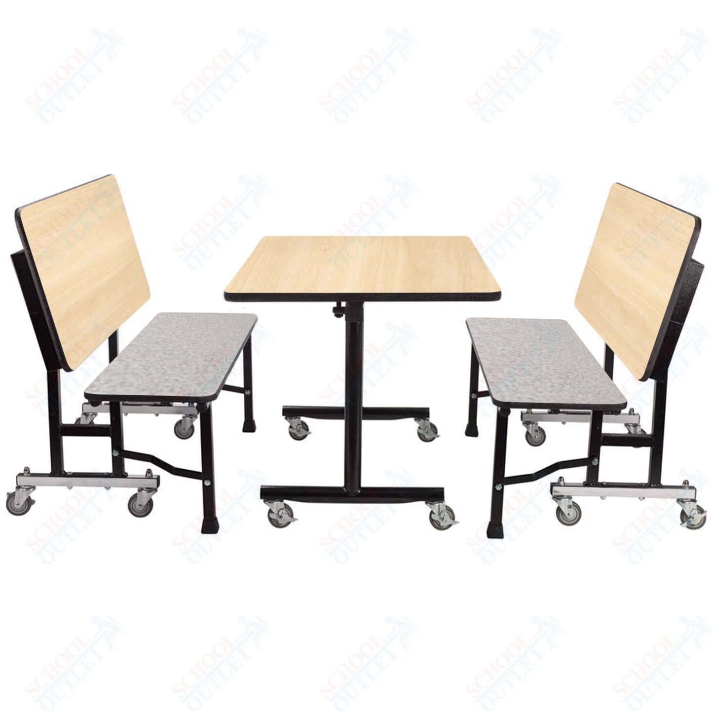 NPS ToGo Booth Set, (1) 24"x48" Table and (2) 48" Benches, Particleboard Core (National Public Seating NPS-TGBTH2448PBTM)