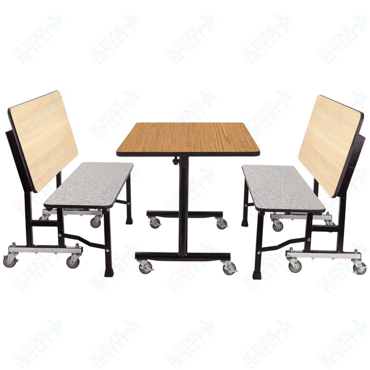 NPS ToGo Booth Set, (1) 24"x48" Table and (2) 48" Benches, Particleboard Core (National Public Seating NPS-TGBTH2448PBTM)