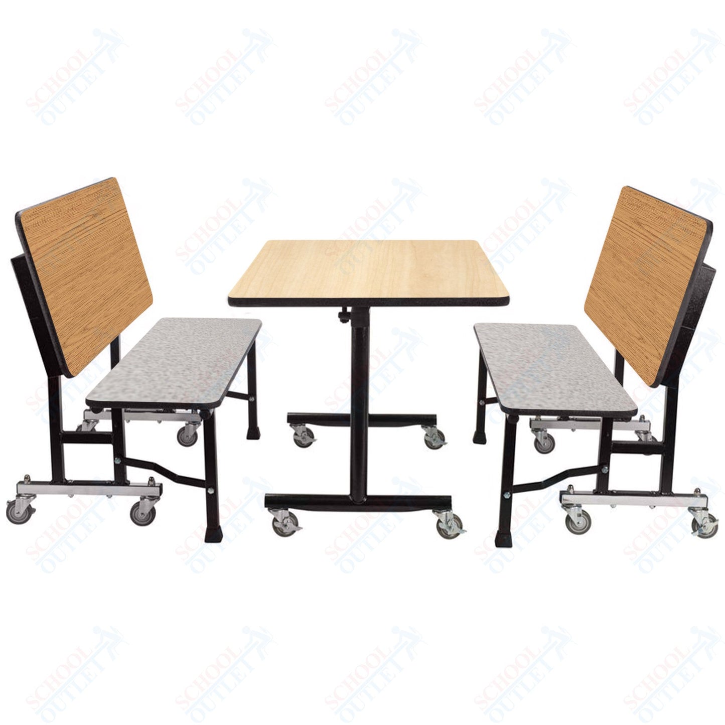 NPS ToGo Booth Set, (1) 24"x48" Table and (2) 48" Benches, Particleboard Core (National Public Seating NPS-TGBTH2448PBTM)