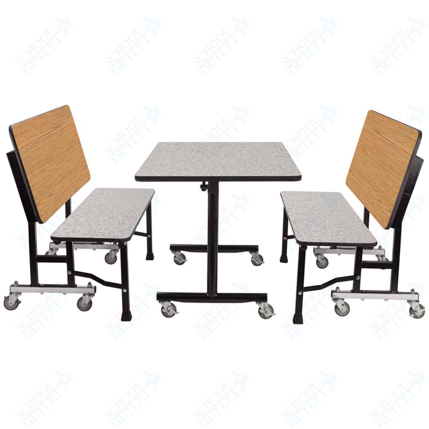 NPS ToGo Booth Set, (1) 24"x48" Table and (2) 48" Benches, Particleboard Core (National Public Seating NPS-TGBTH2448PBTM)