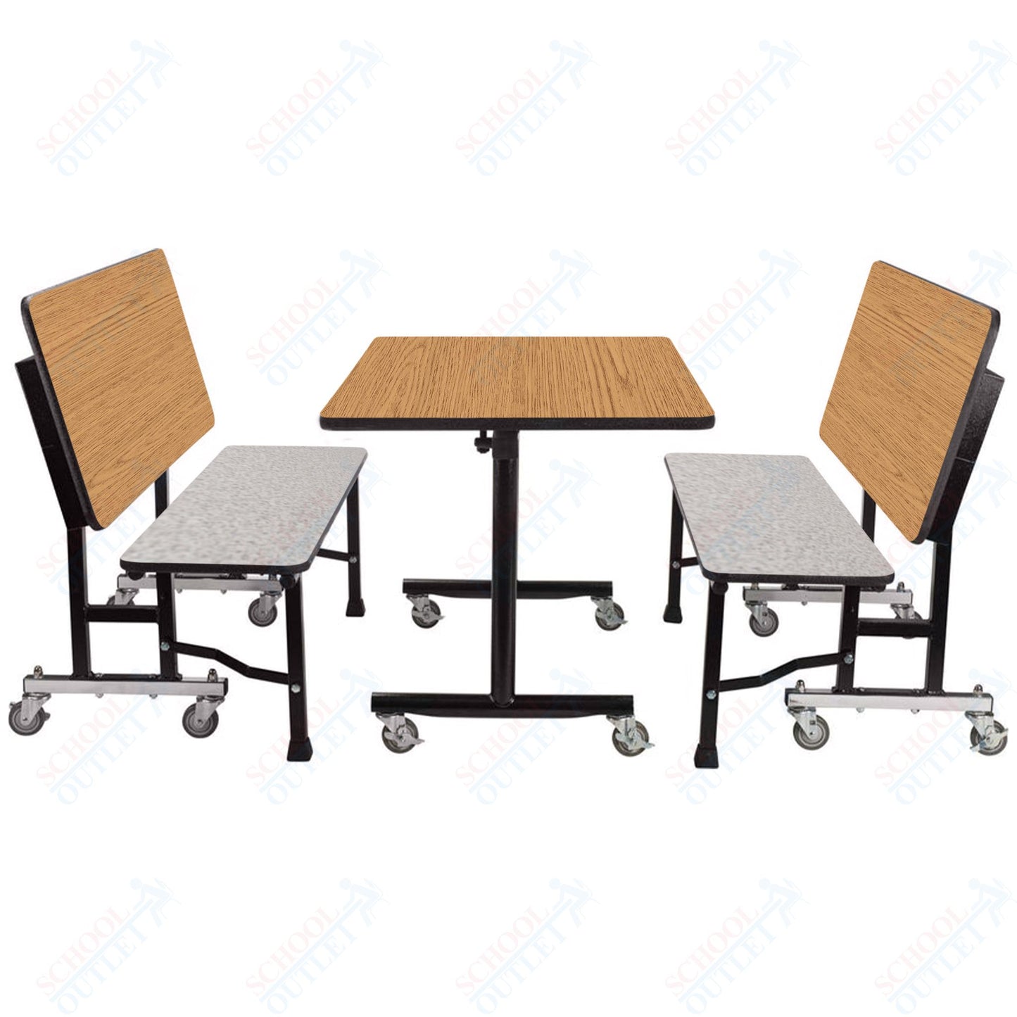 NPS ToGo Booth Set, (1) 24"x48" Table and (2) 48" Benches, Particleboard Core (National Public Seating NPS-TGBTH2448PBTM)