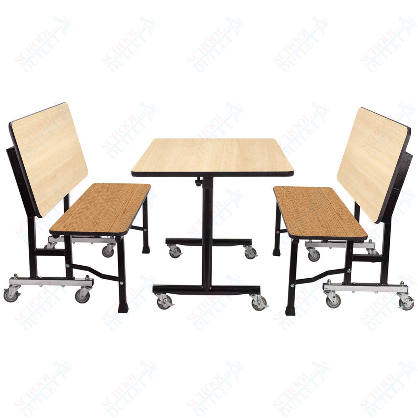 NPS ToGo Booth Set, (1) 24"x48" Table and (2) 48" Benches, Particleboard Core (National Public Seating NPS-TGBTH2448PBTM)