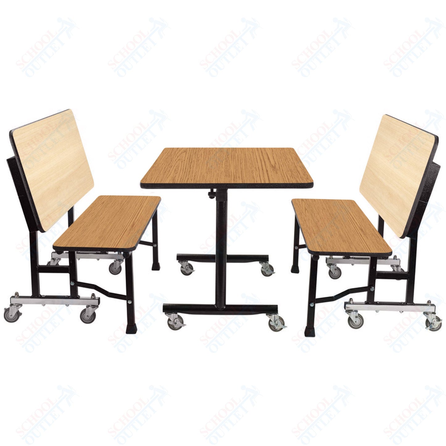 NPS ToGo Booth Set, (1) 24"x48" Table and (2) 48" Benches, Particleboard Core (National Public Seating NPS-TGBTH2448PBTM)