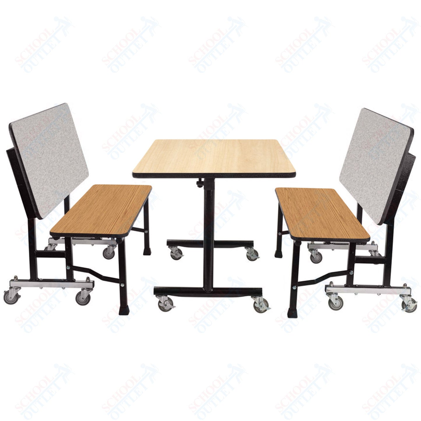 NPS ToGo Booth Set, (1) 24"x48" Table and (2) 48" Benches, Particleboard Core (National Public Seating NPS-TGBTH2448PBTM)