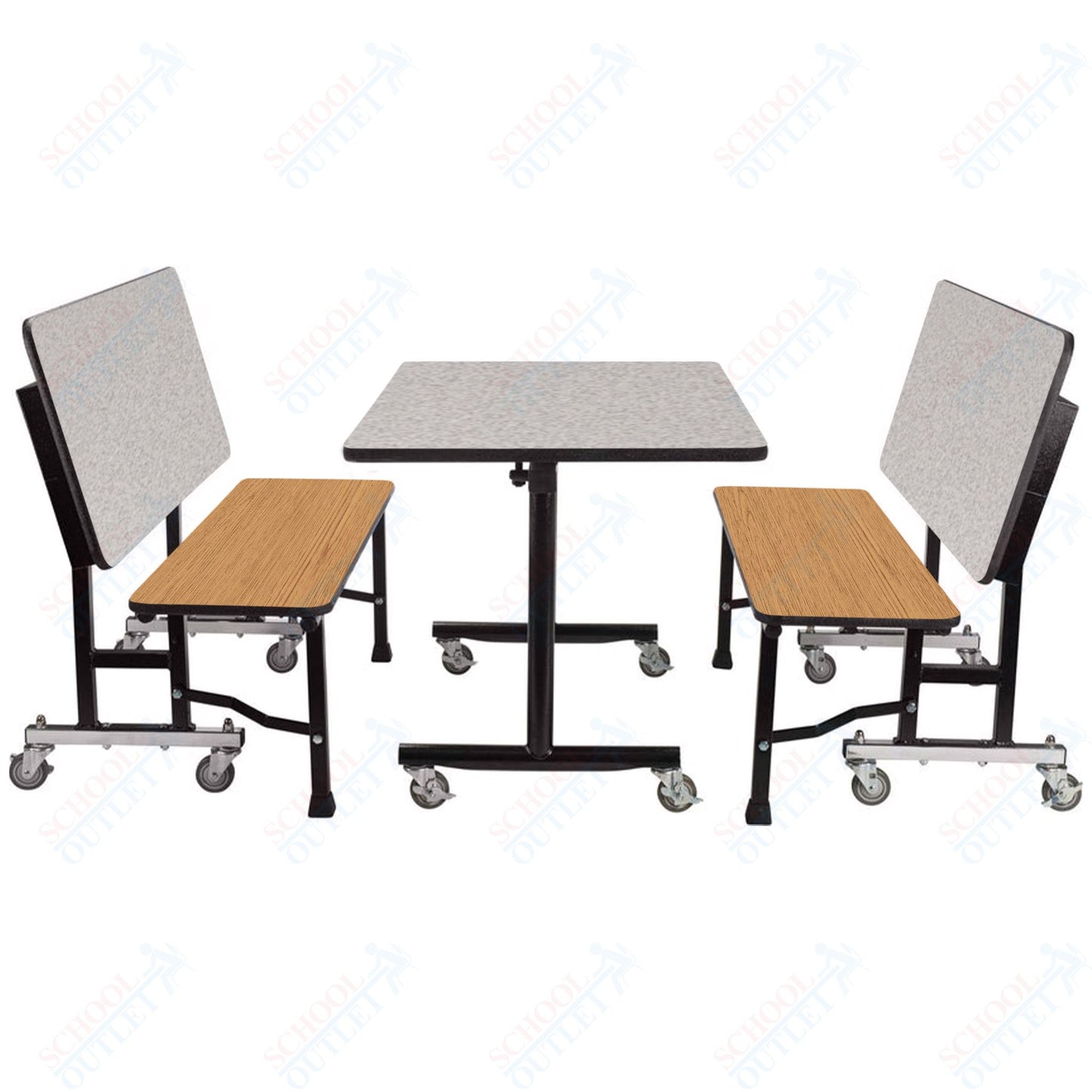 NPS ToGo Booth Set, (1) 24"x48" Table and (2) 48" Benches, Particleboard Core (National Public Seating NPS-TGBTH2448PBTM)