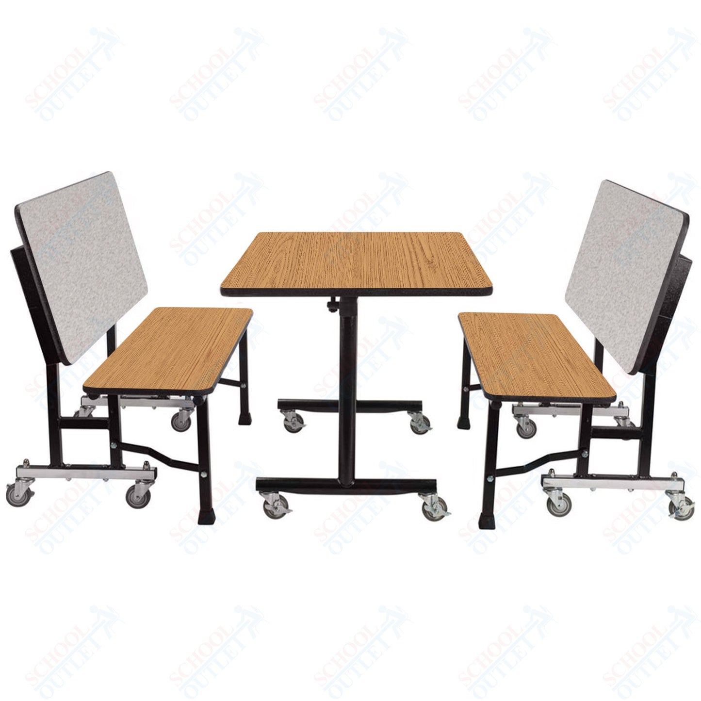 NPS ToGo Booth Set, (1) 24"x48" Table and (2) 48" Benches, Particleboard Core (National Public Seating NPS-TGBTH2448PBTM)