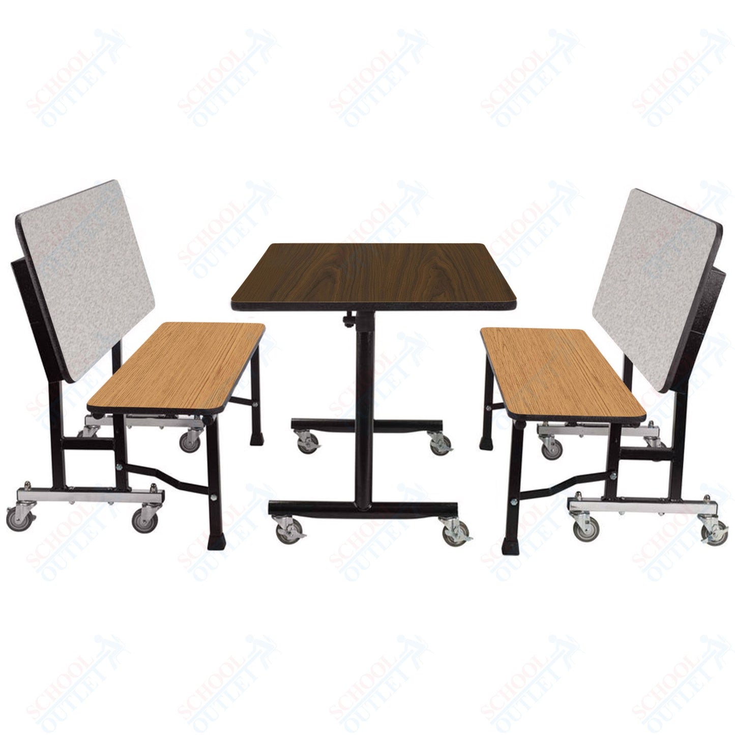 NPS ToGo Booth Set, (1) 24"x48" Table and (2) 48" Benches, Particleboard Core (National Public Seating NPS-TGBTH2448PBTM)