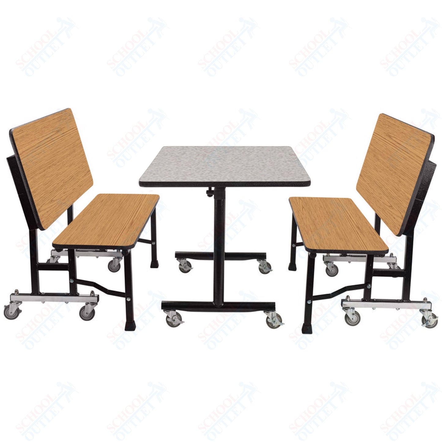 NPS ToGo Booth Set, (1) 24"x48" Table and (2) 48" Benches, Particleboard Core (National Public Seating NPS-TGBTH2448PBTM)