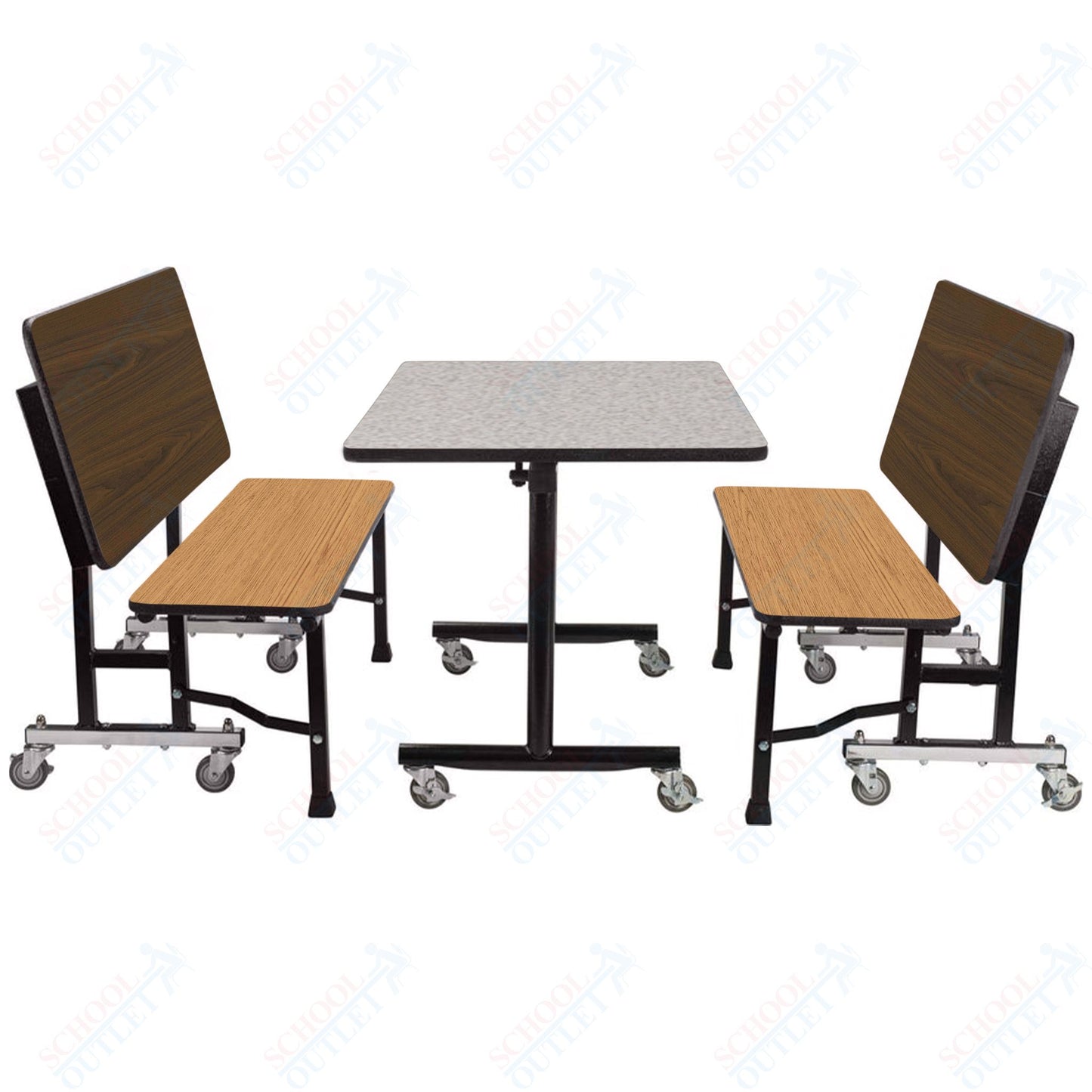 NPS ToGo Booth Set, (1) 24"x48" Table and (2) 48" Benches, Particleboard Core (National Public Seating NPS-TGBTH2448PBTM)