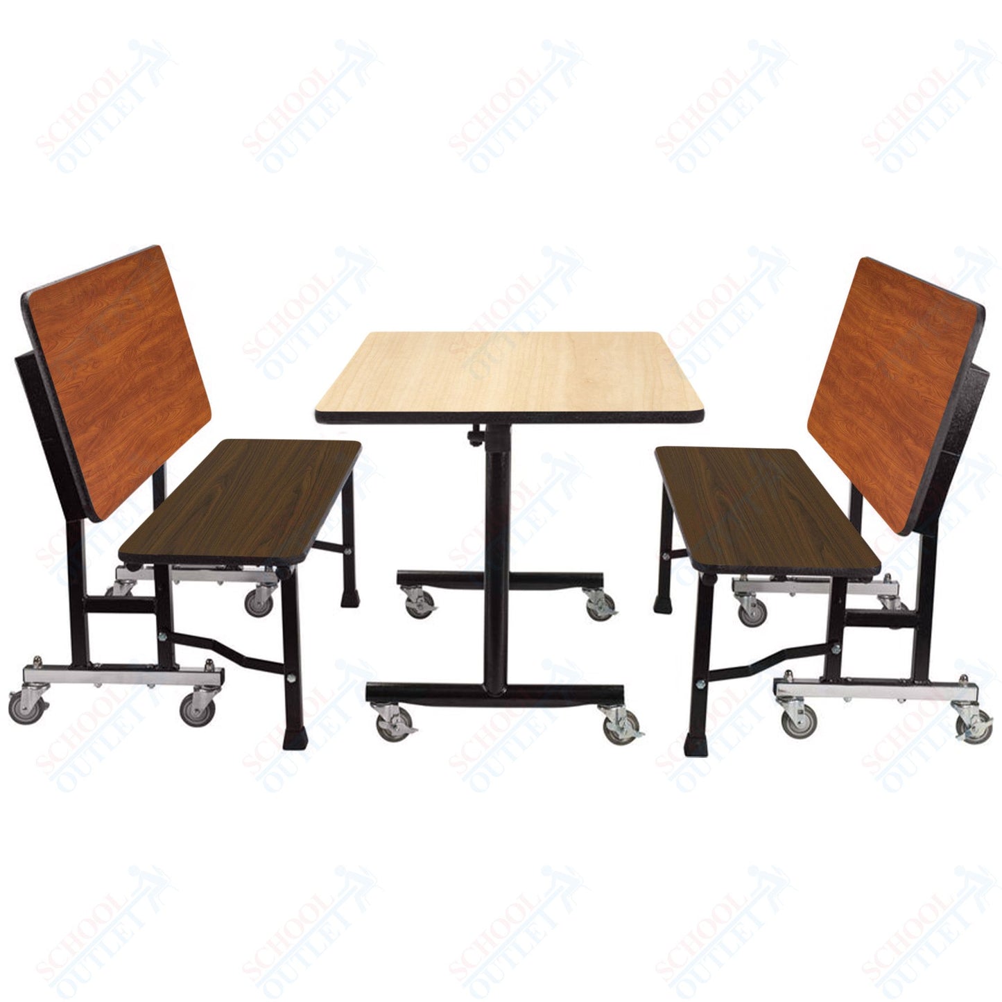 NPS ToGo Booth Set, (1) 24"x48" Table and (2) 48" Benches, Particleboard Core (National Public Seating NPS-TGBTH2448PBTM)