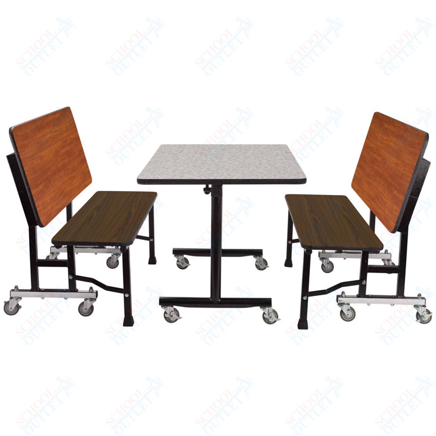 NPS ToGo Booth Set, (1) 24"x48" Table and (2) 48" Benches, Particleboard Core (National Public Seating NPS-TGBTH2448PBTM)