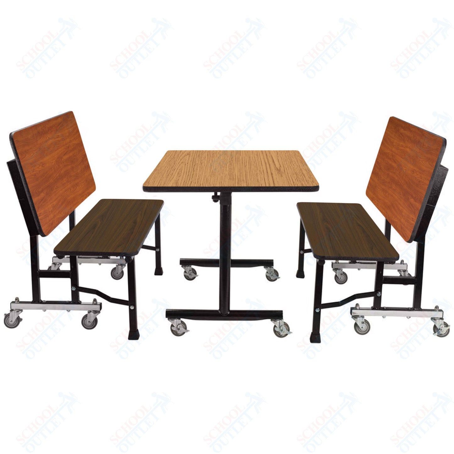 NPS ToGo Booth Set, (1) 24"x48" Table and (2) 48" Benches, Particleboard Core (National Public Seating NPS-TGBTH2448PBTM)