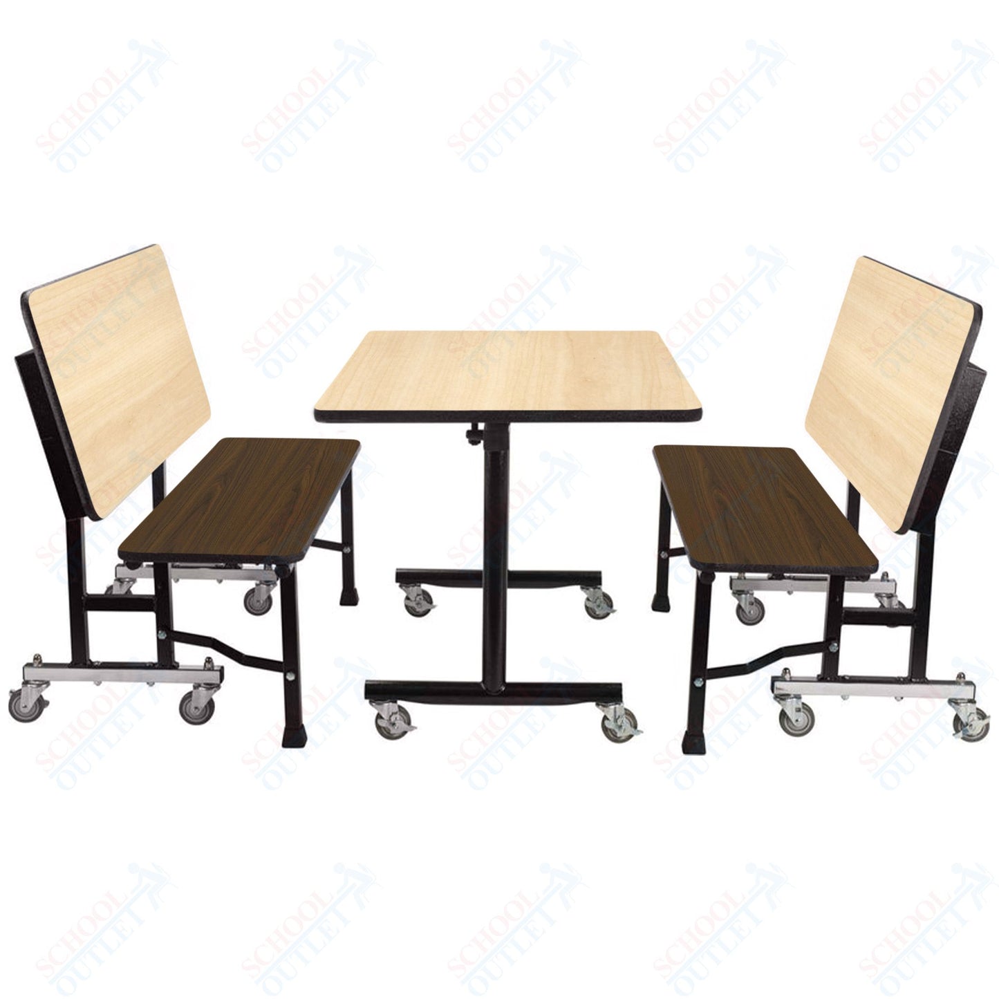 NPS ToGo Booth Set, (1) 24"x48" Table and (2) 48" Benches, Particleboard Core (National Public Seating NPS-TGBTH2448PBTM)