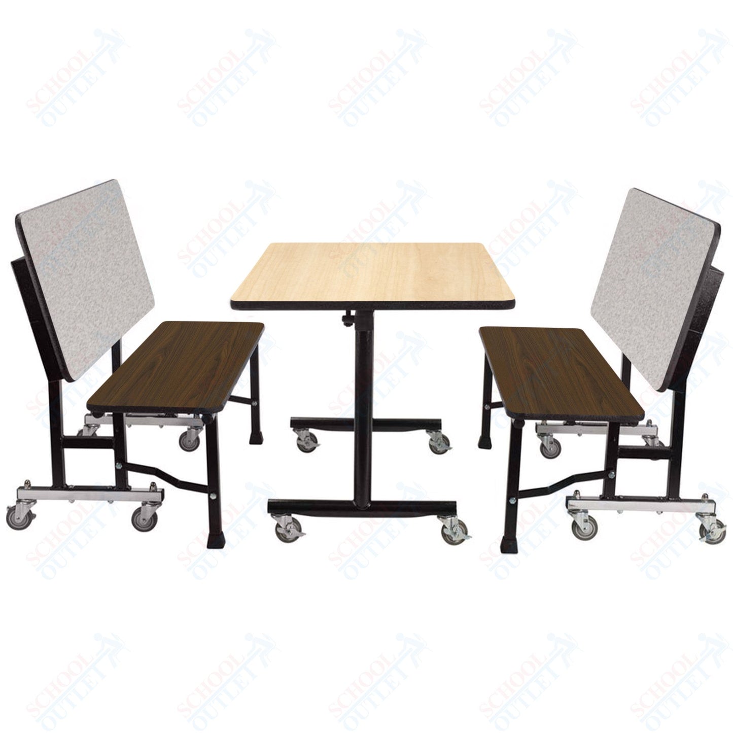 NPS ToGo Booth Set, (1) 24"x48" Table and (2) 48" Benches, Particleboard Core (National Public Seating NPS-TGBTH2448PBTM)