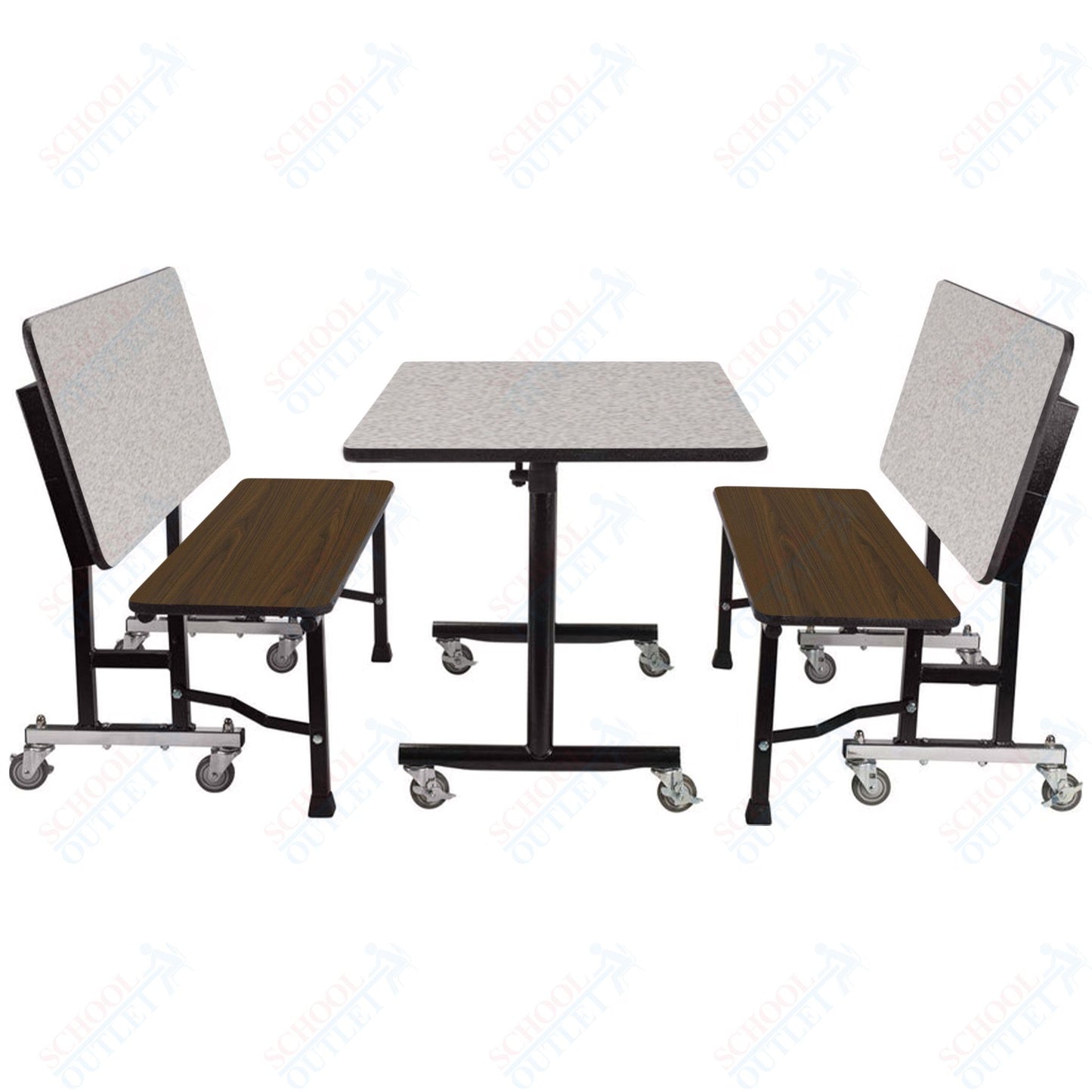 NPS ToGo Booth Set, (1) 24"x48" Table and (2) 48" Benches, Particleboard Core (National Public Seating NPS-TGBTH2448PBTM)