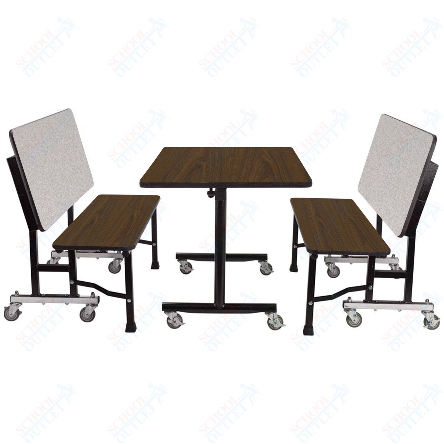 NPS ToGo Booth Set, (1) 24"x48" Table and (2) 48" Benches, Particleboard Core (National Public Seating NPS-TGBTH2448PBTM)