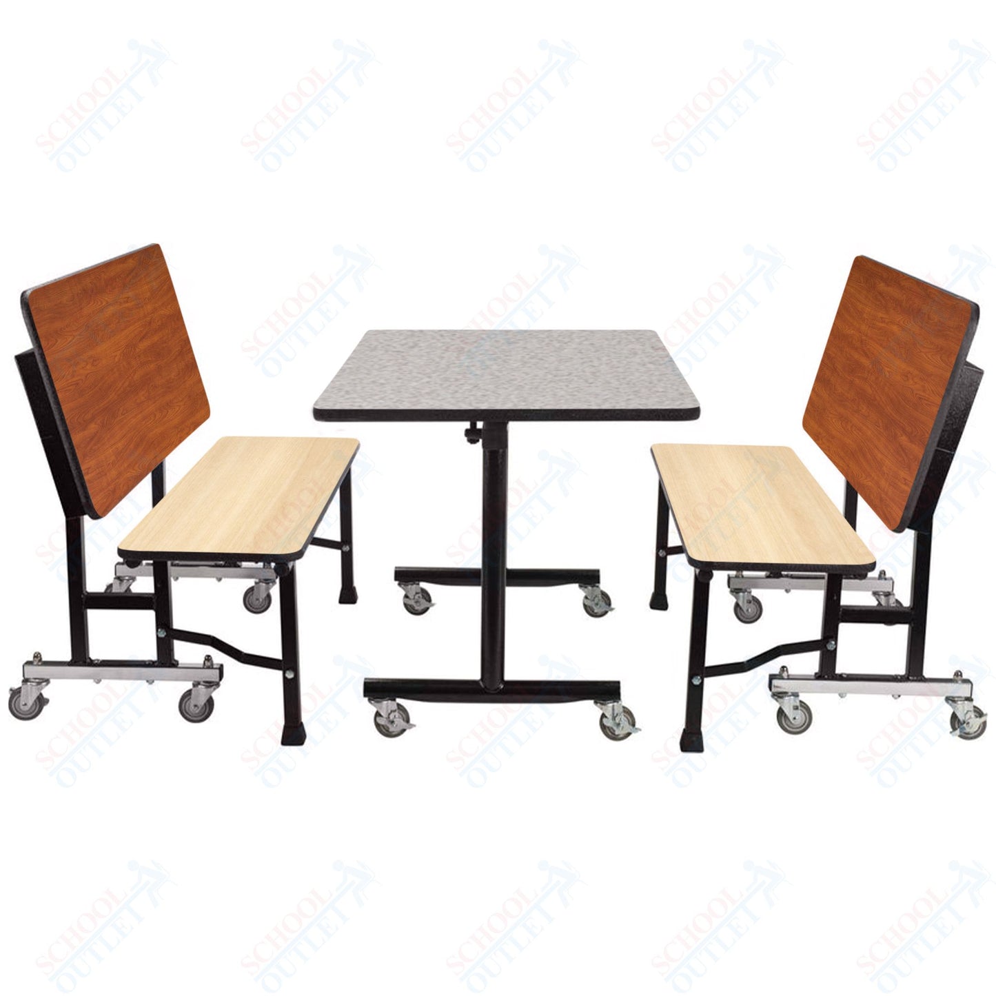 NPS ToGo Booth Set, (1) 24"x60" Table and (2) 60" Benches, Particleboard Core (National Public Seating NPS-TGBTH2460PBTM)