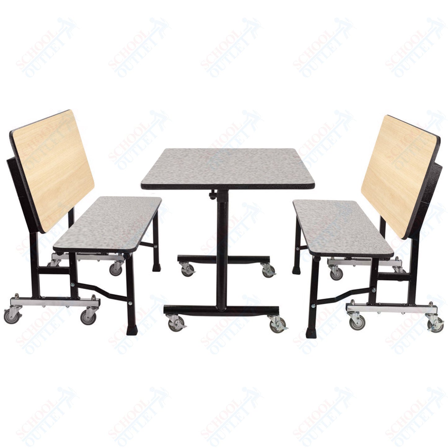NPS ToGo Booth Set, (1) 24"x60" Table and (2) 60" Benches, Particleboard Core (National Public Seating NPS-TGBTH2460PBTM)