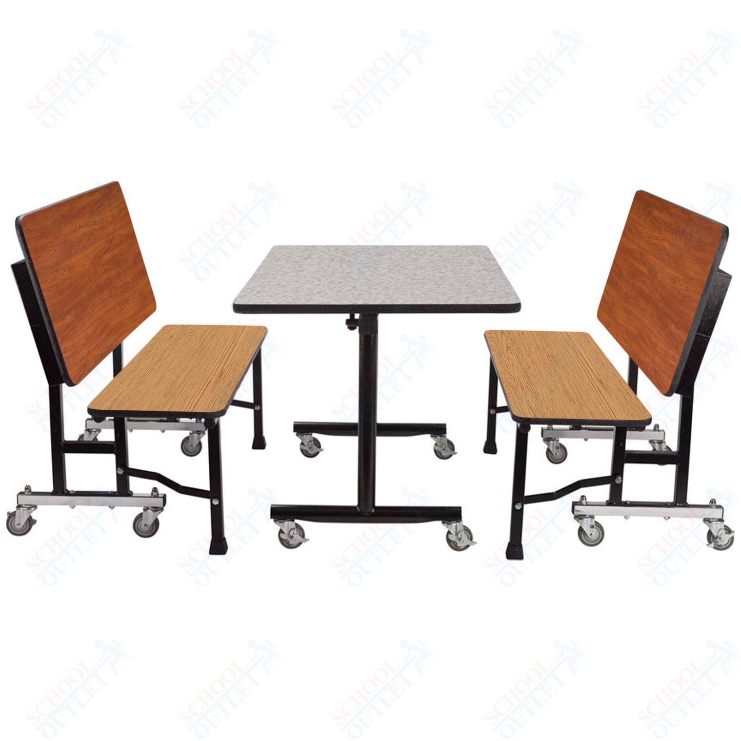 NPS ToGo Booth Set, (1) 24"x60" Table and (2) 60" Benches, Particleboard Core (National Public Seating NPS-TGBTH2460PBTM)