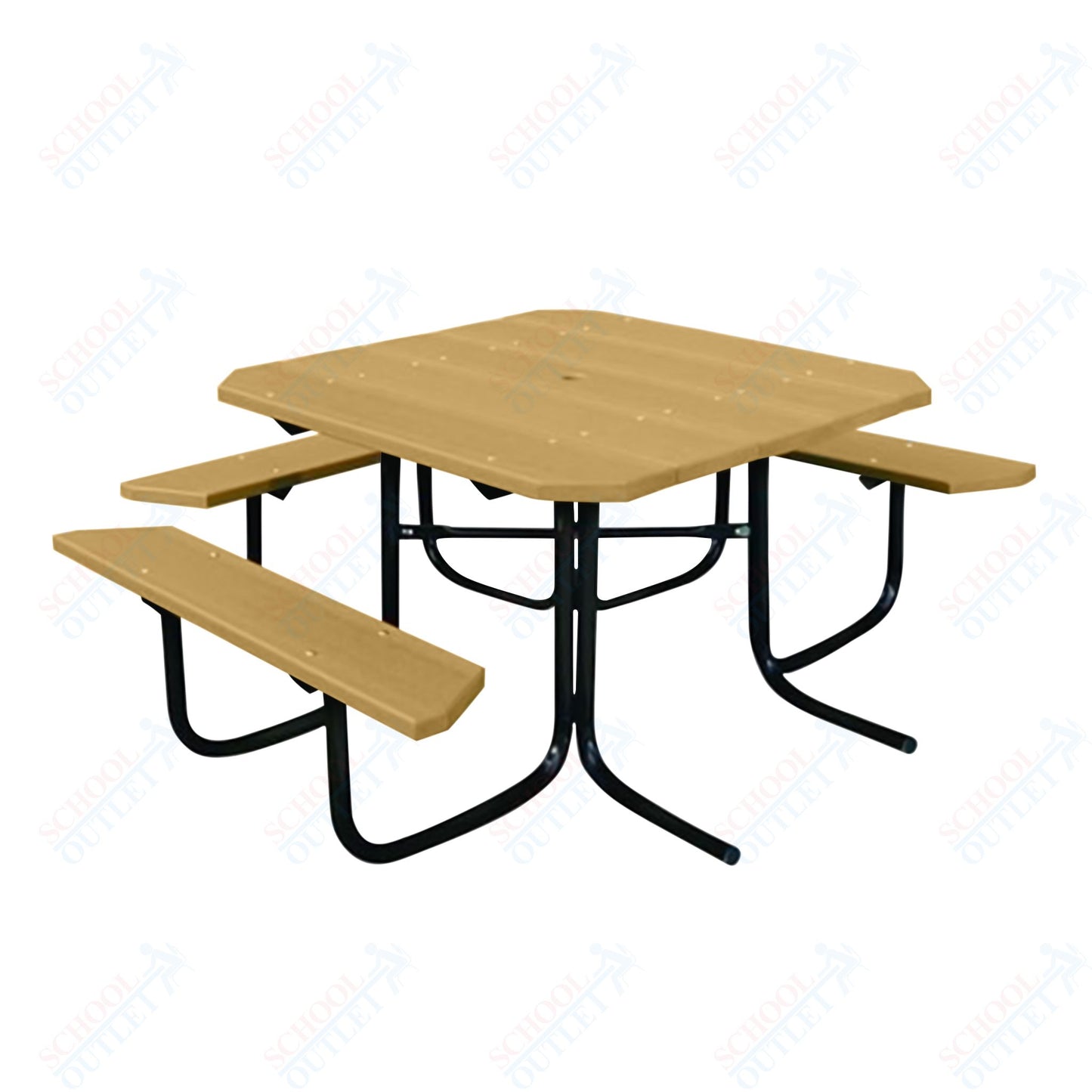 UltraPlay 48" Wood Finish ADA Square Table with 3-seat