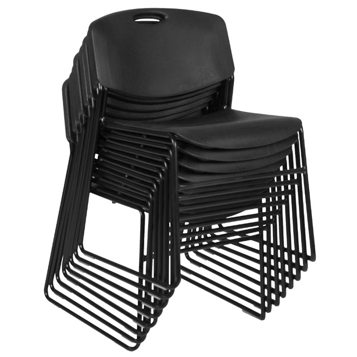 Regency Zeng Ultra Compact Metal Frame Armless Stackable Chair (8 Pack)- Black - SchoolOutlet