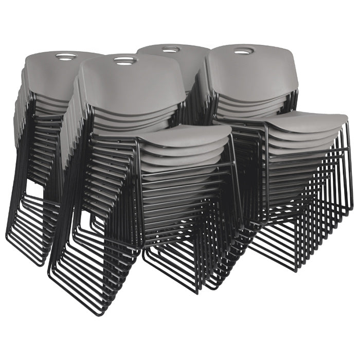 Regency Zeng Ultra Compact Metal Frame Armless Stackable Chair (50 Pack)- Grey - SchoolOutlet