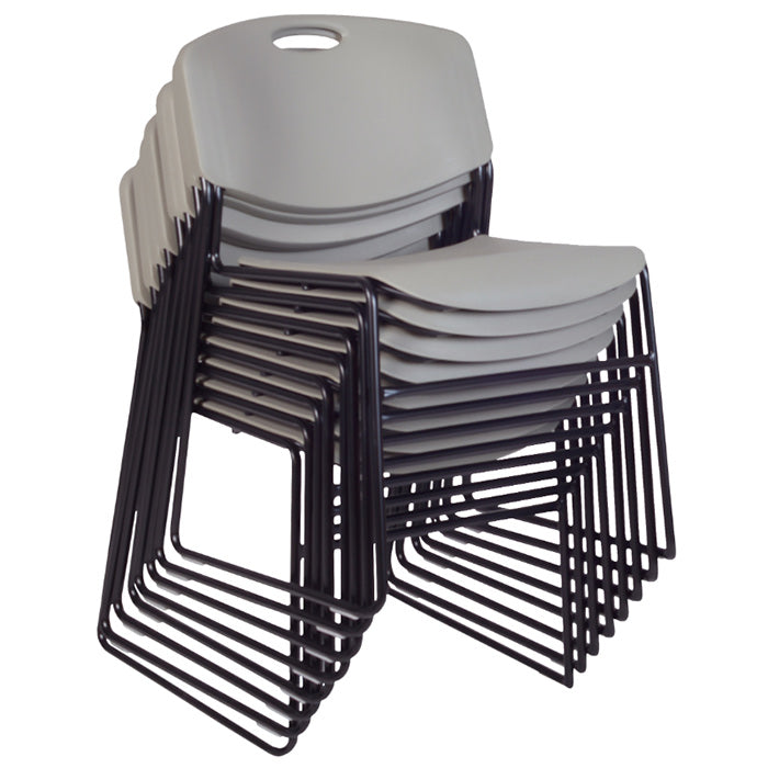 Regency Zeng Ultra Compact Metal Frame Armless Stackable Chair (8 Pack)- Grey - SchoolOutlet