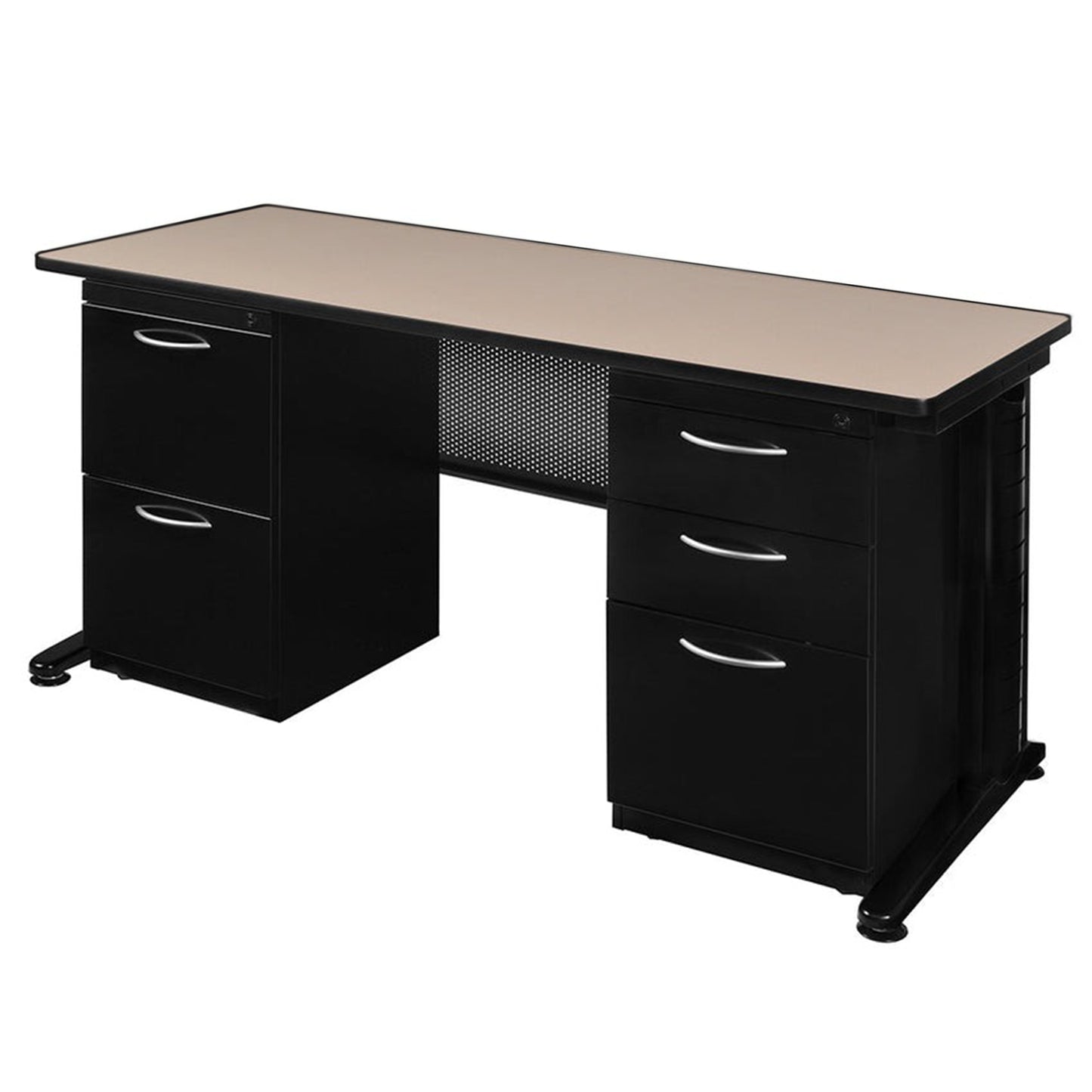 Regency Fusion 60" x 24" Teachers Desk with Double Pedestal Drawer Unit