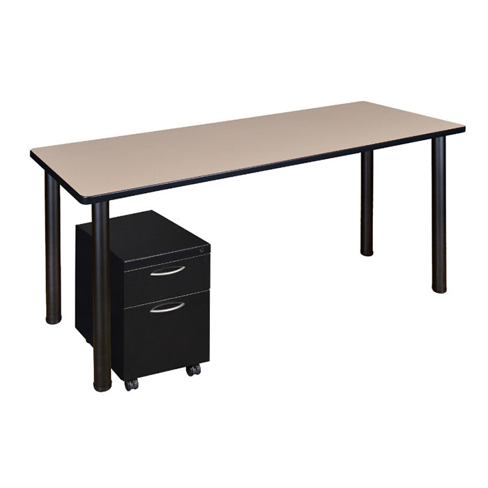 Regency Kee 72 x 24 in. Office Desk Table with Mobile Pedestal Drawer - SchoolOutlet